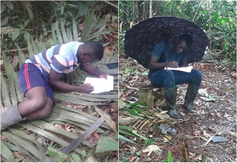 elbaudoseno 2020 04 estudiantes del Municipio del Medio Baudó buscan una rayita de señal para trabajos de investigación en internet