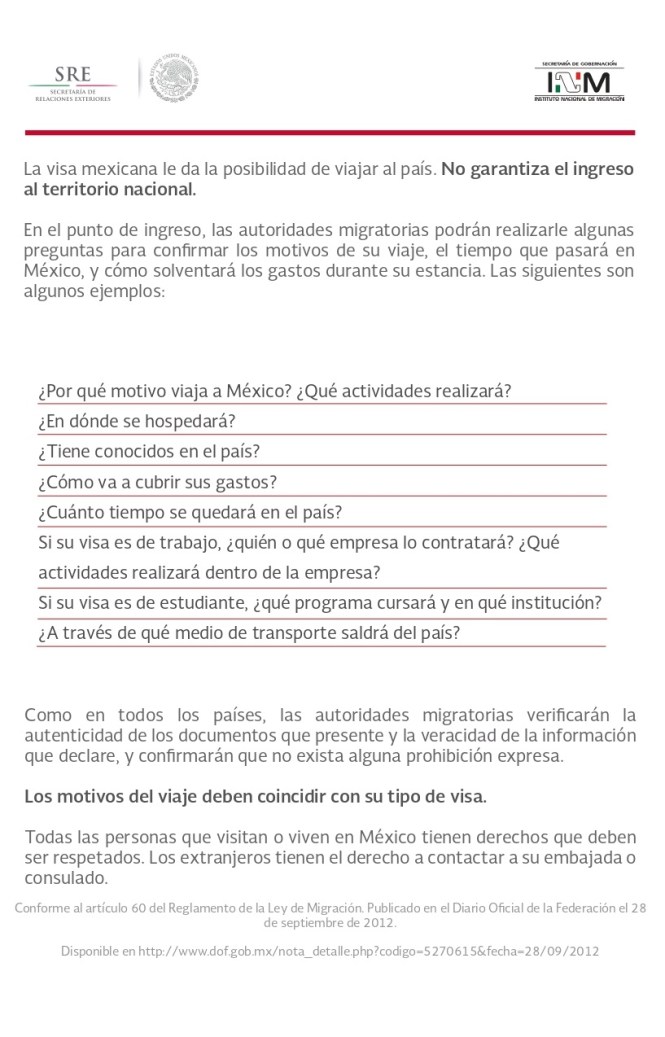 requisitos de visa para México